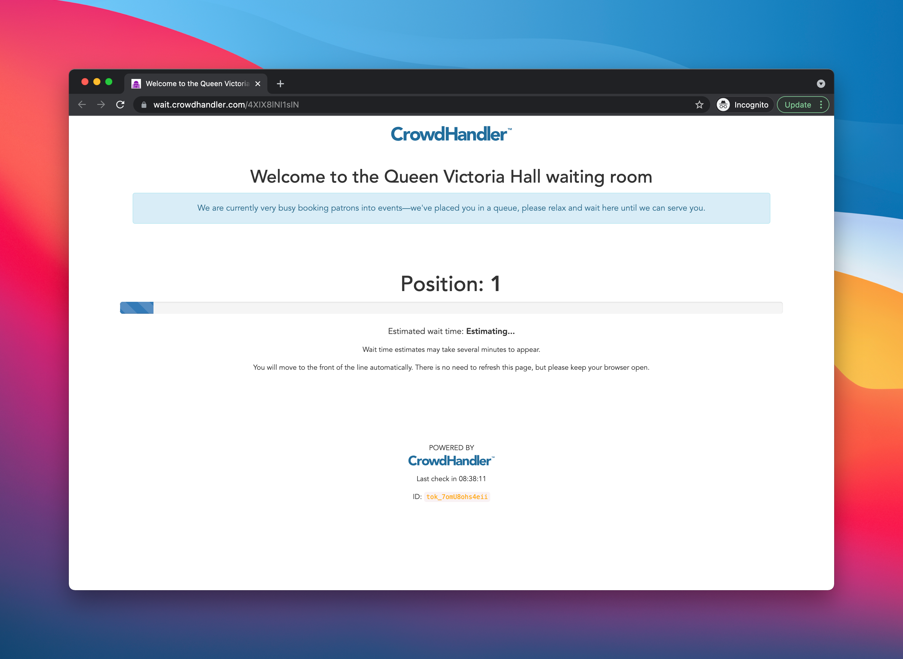 Successfully customised waiting room
